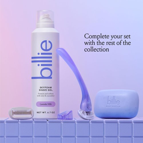 Billie SkyFoam Shave Gel - Lavender Milk Scent - Water-activated Foam - Made With Aloe & Cucumber - For A Close, Smooth Shave - 6.7 fl oz, 3-pack