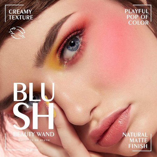 KYDA Blush Beauty Wand - Matte Face Blush with Cushion Applicator for Natural Dewy Glow | Matte Pink