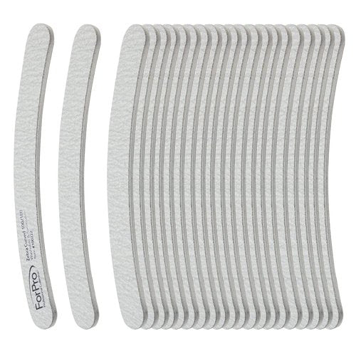 ForPro Professional Collection Zebra Curved Foam Board, 100/180 Grit, Double-Sided Manicure and Pedicure Nail Files, 7” L x .75” W, 50-Count