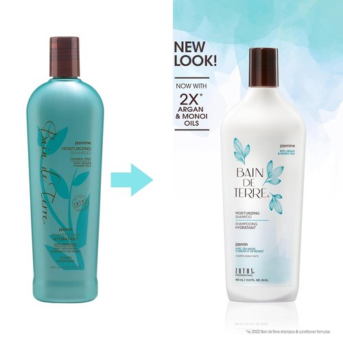 Bain de Terre Jasmine Moisturizing Shampoo - Luxurious Hydration with Argan & Monoi Oils | Paraben-Free, Color-Safe, Vegan