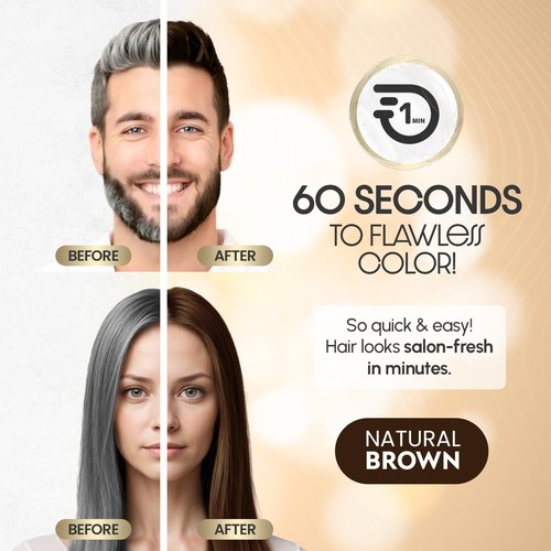 Herbishh Korean Hair Dye Cream & Developer - Ammonia-Free Permanent Color for Gray Coverage | Natural Brown (2.03 fl oz Each)