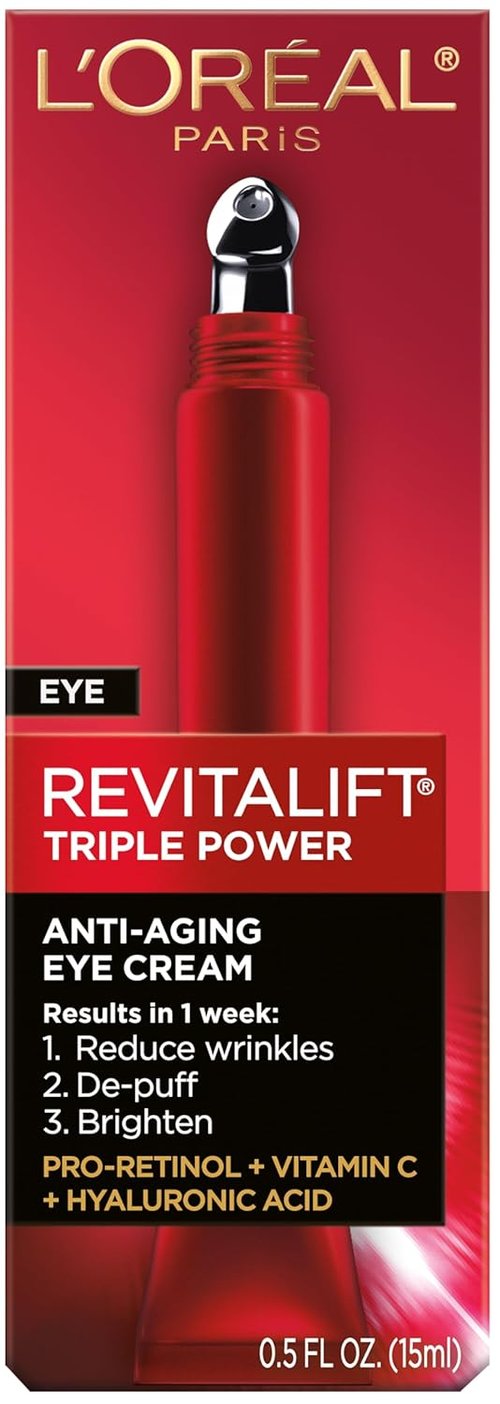 L'Oreal Paris Revitalift Anti-Aging Eye Cream - Pro Retinol, Hyaluronic Acid & Vitamin C, 0.5 fl. oz.