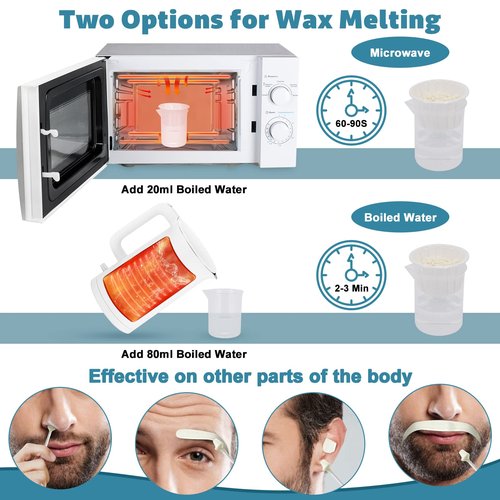 Keethem 120g Nose Wax Kit with 30 White Applicators, 20 Mustache Guards, 20pcs Paper Cups, Painless Nose Hair Removal for At Least 20 Times Usage, Nose Hair Waxing Kit for Men and Women