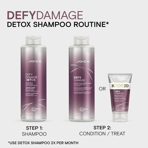 Joico Defy Damage Detox Shampoo - Removes Chlorine & Hard Water Residue | Strengthens Hair Color | Vegan & Sulfate-Free