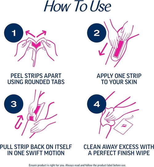 VEET Sugar Wax Strips For Women's Body Hair Removal, Bikini Hair Removal Kit, Pubic, Dermatologically Tested For Body & Intimate Areas, 40ct Wax Strips with Shea Butter & 4ct Wipes (Pack of 3)