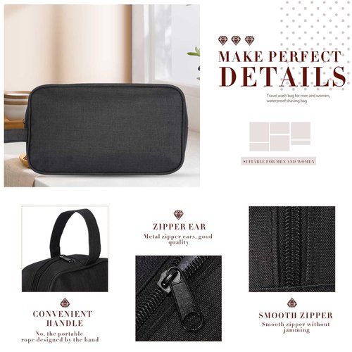 Sweetude 9 Pieces Large Toiletry Bag for Men and Women Black Toiletry Travel Bag Bulk Water Resistant Shaving Organizer with Hanging Handle Divider Foldable Cosmetic Pouch for Cosmetics Accessories