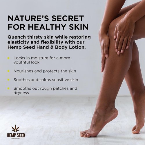 Hemp Seed Hand & Body Lotion - Soothe Dry Skin with Argan & Hemp Seed Oils - Light, Non-Greasy Formula | Vegan & Cruelty-Free