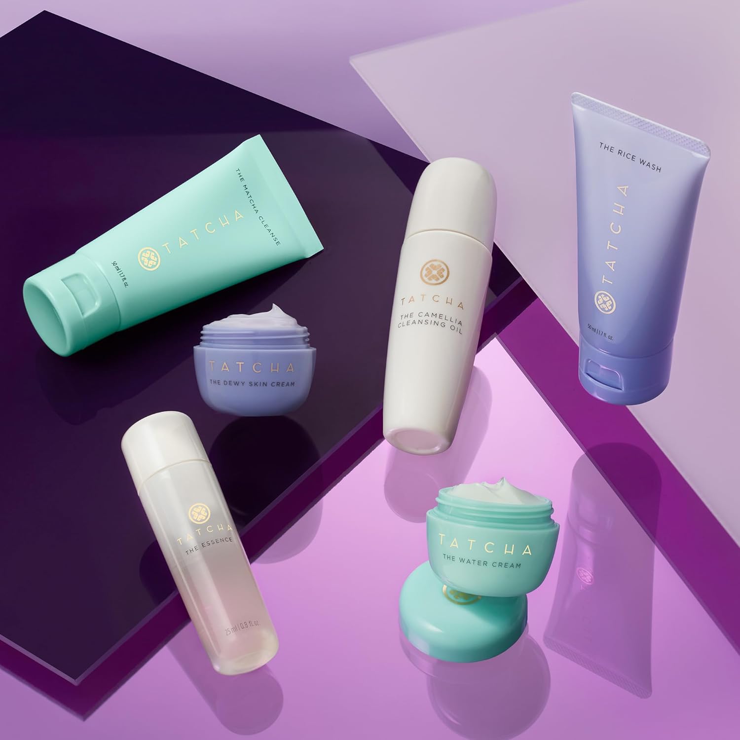 TATCHA Mini Favorites Set - Travel-Sized Bestselling Cleansers, Essence & Moisturizers | $120 Value