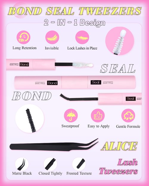 ALICE Manga Lash Clusters Kit Clear Band Natural Lash Extensions Kit 5-14mm Wispy Cluster Eyelash Extension Kit DIY Invisible Band Individual Cluster Lashes with Spiky Bottom Lashes Bond and Seal