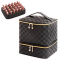 AFUOWER Nail Polish Organizer Bag with Handles - Holds 30 Bottles (15ml - 0.5 fl.oz)，Travel Case Portable Storage Bag for Manicure Set (Checkered Black)