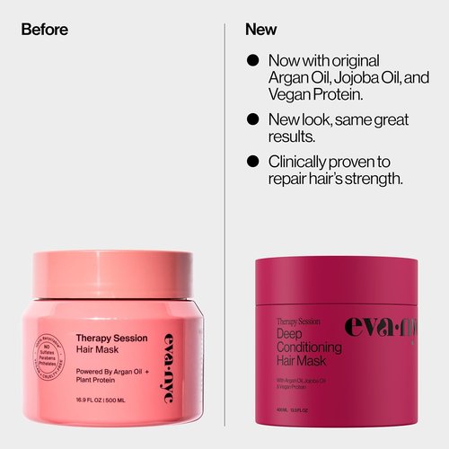 Eva NYC Therapy Session Deep Conditioning Hair Mask - Vegan Protein & Jojoba Oil for Hydration & Repair - 13.5 fl oz