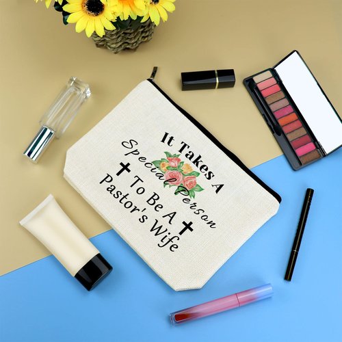 Pastor’s Wife Makeup Bag Pastor Appreciation Gifts for Women Religious Present Cosmetic Bag Christmas Birthday Present for Minister's Wife Thank You Gift Travel Toiletry Pouch