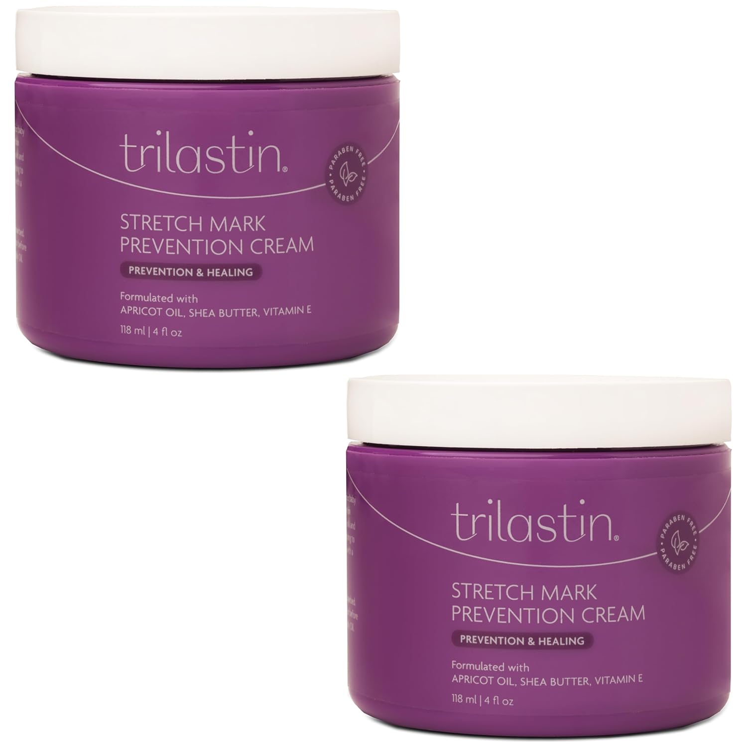 TriLASTIN Stretch Mark Cream - Hydrating Pregnancy Belly Lotion with Shea Butter & Vitamin E | 4 oz, 2 Pack