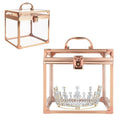Donghome Crown Box 7.9 x 6.7 x 7.5inch, Clear Makeup Case,Cosmetic Organizer, Large Capacity Transparent Acrylic Artists Display Case for Vanity,Bathroom Counter or Dresser (Rose Gold)