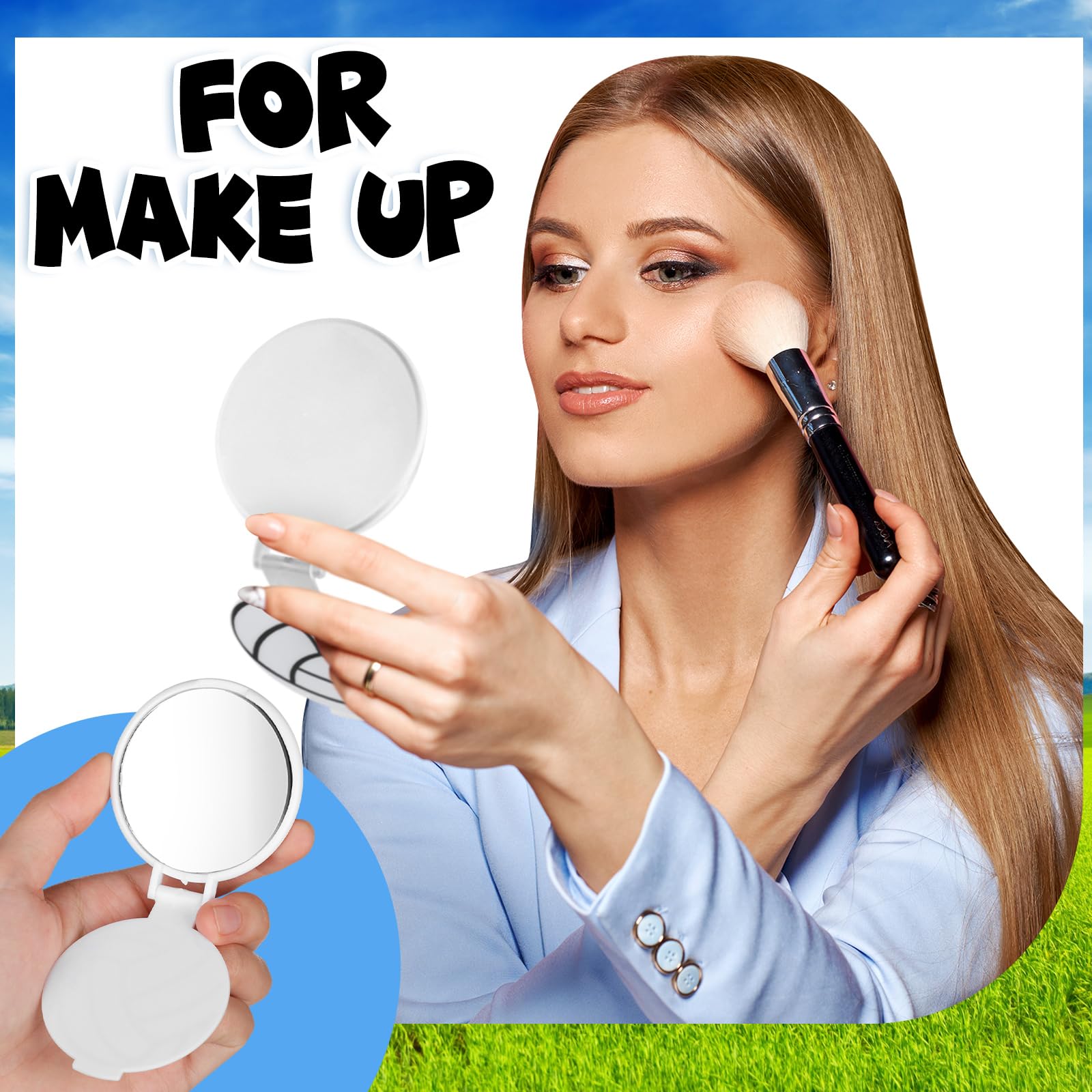 Weysat 48 Pcs Volleyball Gifts for Girls Team Compact Mirrors Bulk, Round Makeup Pocket Mirror Bulk 2.76 Inch, Volleyball Accessories Party Favors for Player Women, Mini Mirror for Purse Sports Travel