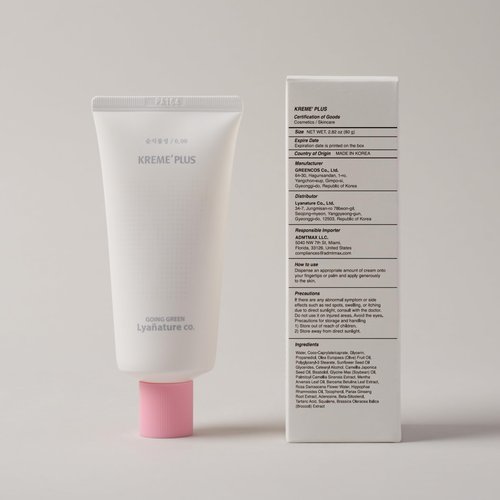 Lyanature KREME' PLUS – Organic Korean Daily Night Face Cream with Vitamin C for Sensitive Skin, Hydrating & Nourishing, Fine Line Care, Radiant & Even Skin Tone, Non-Toxic Skincare (2.82 fl oz / 80g)