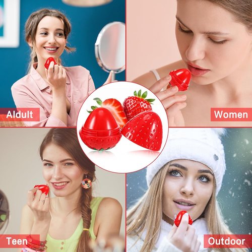 Skiennix Strawberry Lip Balm - 12 Pcs Moisturizing & Plumping Hydrating Protectors | Perfect Valentine's Gift
