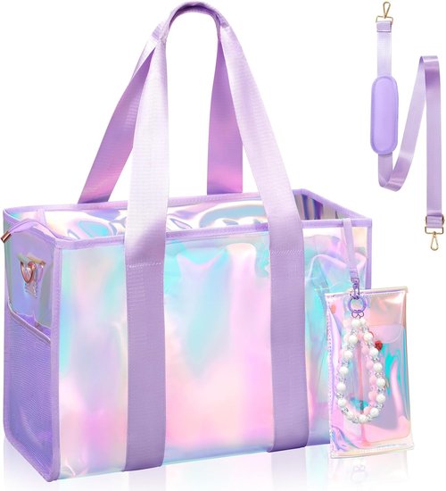 Skiennix Iridescent Waterproof Beach Bag - 26L Large Tote with Zipper & Phone Pouch | Sand-Proof Design