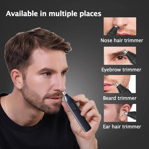 iKakocus Nose and Ear Hair Trimmer for Men, USB Rechargeable Clippers Best Rated, Painless & No Pulling with Powerful Motor & Dual-Edge Blades for Nose, Eyebrow, Facial Cutting, Waterproof & Portable