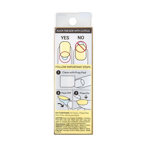 KISS Impress Press-On Manicure Fake Nails, Lemon Zest - Short Length Butter Yellow, Round Shape, Polish-Free Solid Color Mani, Includes Prep Pad, Mini File, Manicure Stick, and 30 Fake Nails