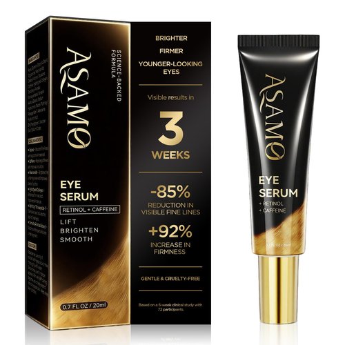 ASAMO Retinol & Vegan Collagen Eye Serum - Rapid Reduction Serum for Bags, Dark Circles and Wrinkles - Firming & Energizing Eye Treatment - 20ml