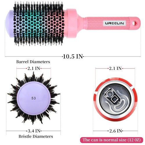 UREELIN Round Brush - 2.1 Inch Large Nano Thermal Ceramic & Ionic Hair Tool for Volumizing, Curling & Smoothing