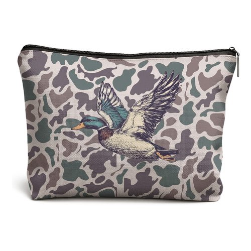 DOFQZ Vintage Mallard Duck Camo Makeup Bag, Duck Hunting Hunter Gifts Cosmetic Bags for Women, Camouflage Wildlife Wild Animal Makeup Zipper Pouch