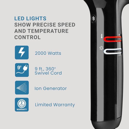 BaBylissPRO® Nano Titanium™ Hair Dryer - Professional High-Speed 2000 Watts with Ionic Technology