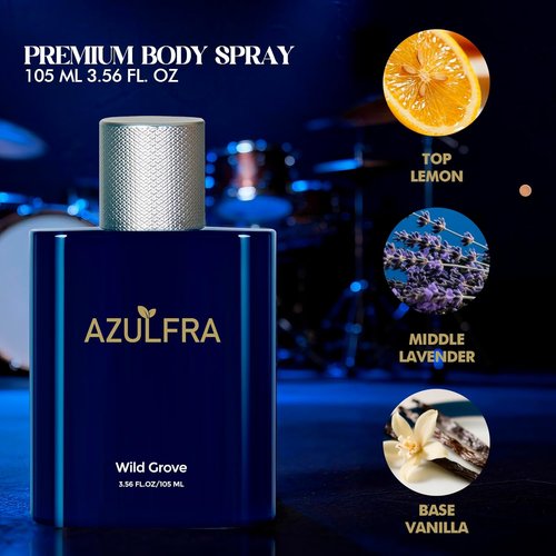 Azulfra Deodorizing Body Spray for Men - Long-Lasting Fragrance Mist with Lemon, Lavender & Vanilla | 3.56 Fl. Oz.