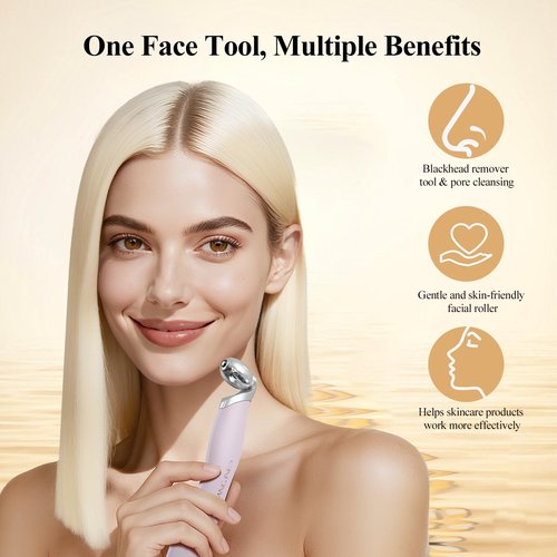 Vangines 3-in-1 Ice Roller for Face & Eyes – Cooling Facial Roller, Pore Cleansing Tool with 2 Silicone Brushes, Stainless Steel Roller for Puffiness & Pores (Purple)