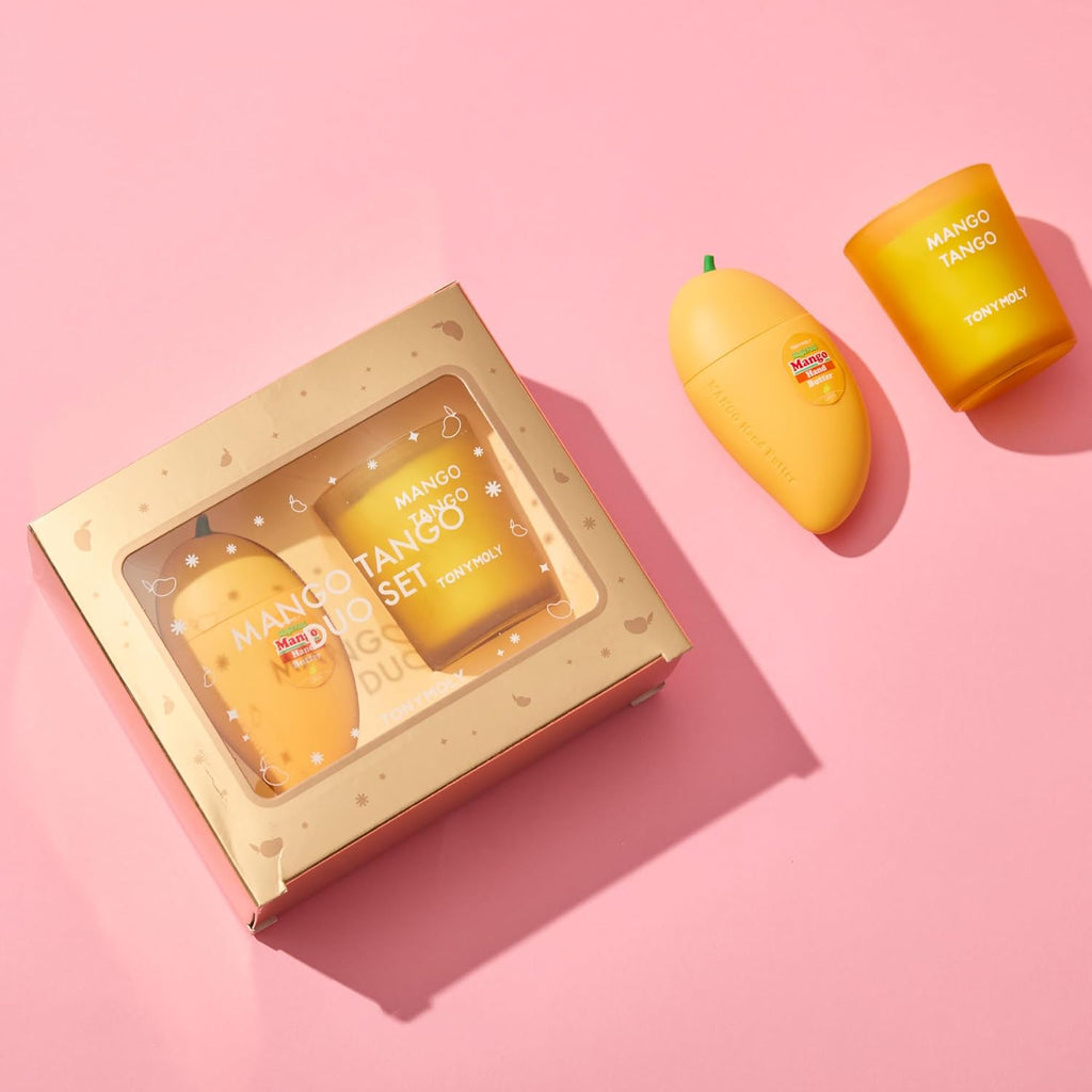 TONYMOLY Mango Tango Duo Gift Set - Nourishing Hand Butter & Scented Candle for Hydration | 2pc Gift Set