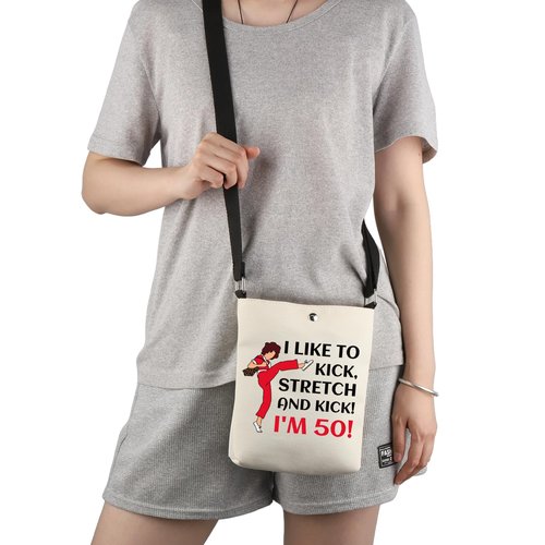 G2TUP TV Show Inspired Gift I Like To Kick I'm 50 Crossbody Bag Fun Skit Lover Cosmetic Bag TV Show Characters Fans Gift (I Like To Kick I'm 50 X)