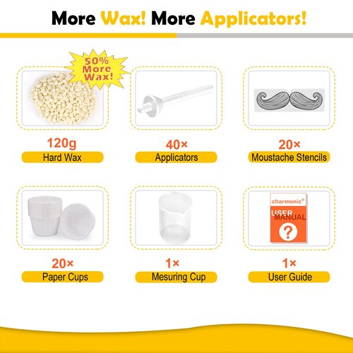 120g Wax Nose Wax Kit, Nose Hair Wax Kit with 40 Applicators, Quick & Painless Nose Waxing Kit for Men and Women, Nose Hair Remover Kits Used 20 Times Usage