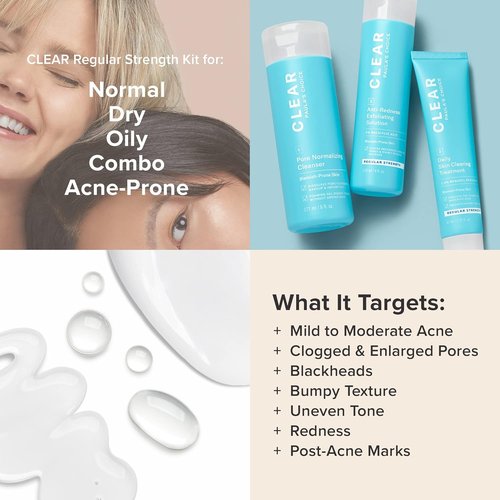 Paula's Choice CLEAR Acne Treatment Kit - Daily Cleanser, 2% Salicylic Acid & Benzoyl Peroxide | Fragrance-Free Set of 3