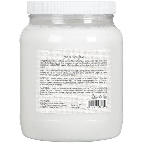Ginger Lily Farms Whipped Body Butter - Ultra-Hydrating, 100% Vegan & Cruelty-Free, 59 Ounces