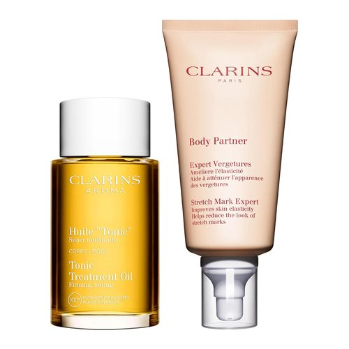 Clarins Tonic Body Treatment Oil & Stretch Mark Expert Bundle | Firming Oil & Cream | Natural Plant Extracts | All Skin Types