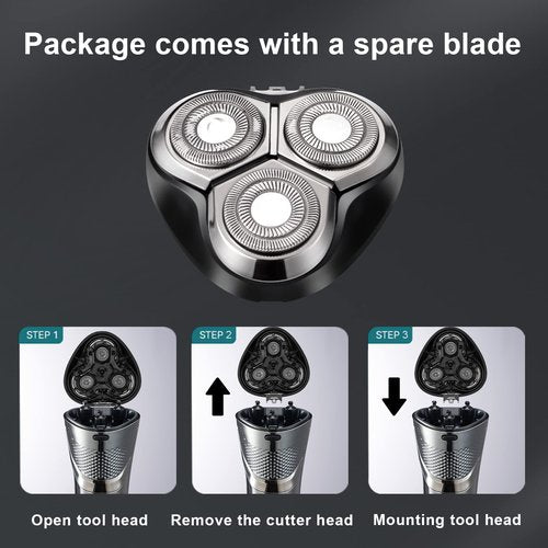 Electric Razor for Men with an Extra Head,Waterproof Electric Shaver, Rechargeable Cordless Shavers,USB-C Fast Charging,LED Display,Wet/Dry