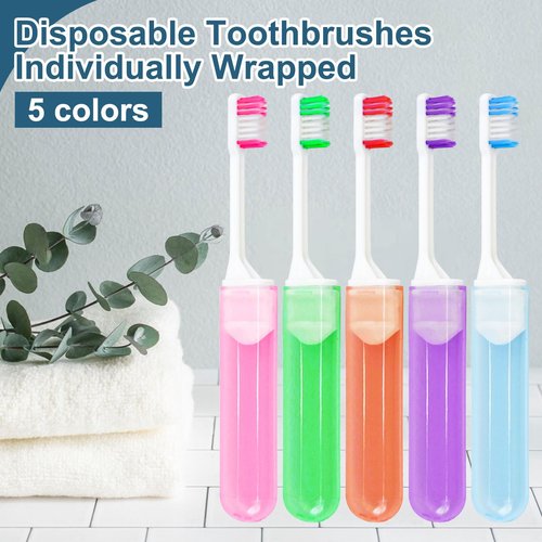 Travel Size Toothbrush Bulk Disposable Toothbrushes Individually Wrapped ,Mini Toothbrush With Toothbrush Cover Folding Toothbrushes Camping Toothbrush for Camping,Hiking,Traveling,School (30)