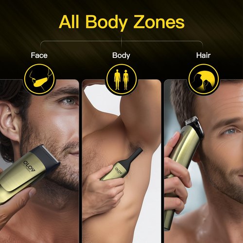 OLOV CYBER Beard Trimmer for Men, 17-in-1 Mens Grooming Kit with 6 Trimmer Heads, Cordless Hair Clippers Rechargeable with Charging Dock, IPX7 Waterproof Wet Dry Use for Body Face Nose & Mustache