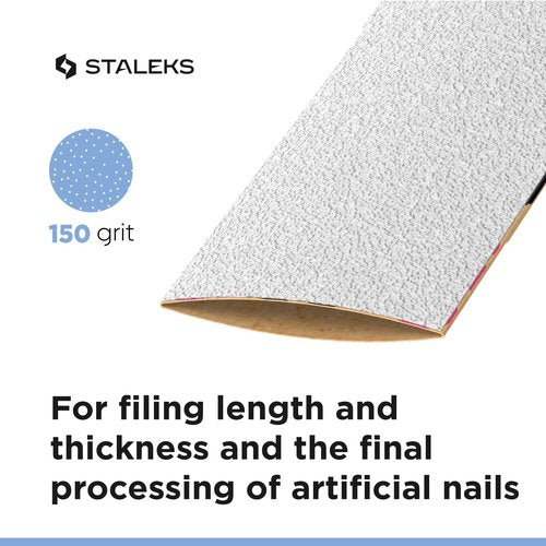 Staleks Pro Disposable White Nail Files papmAm Expert 22 – 150 Grit – 50 Pcs – Glueless Replaceable Abrasives – Professional Nail Filing – Manicure & Pedicure