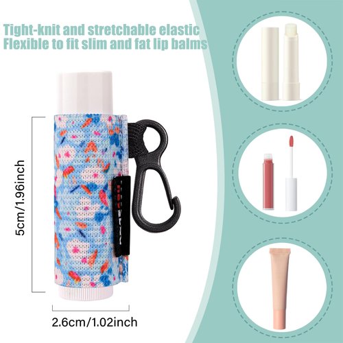 HEYSKAY 8PCS Lip Balm Keychain Holder Compatible with Chapstick, Stocking Stuffers Gifts Keychain Lip Gloss Holder Key Chain Lipstick Holder Sleeves(Floral Set B-8PCS)