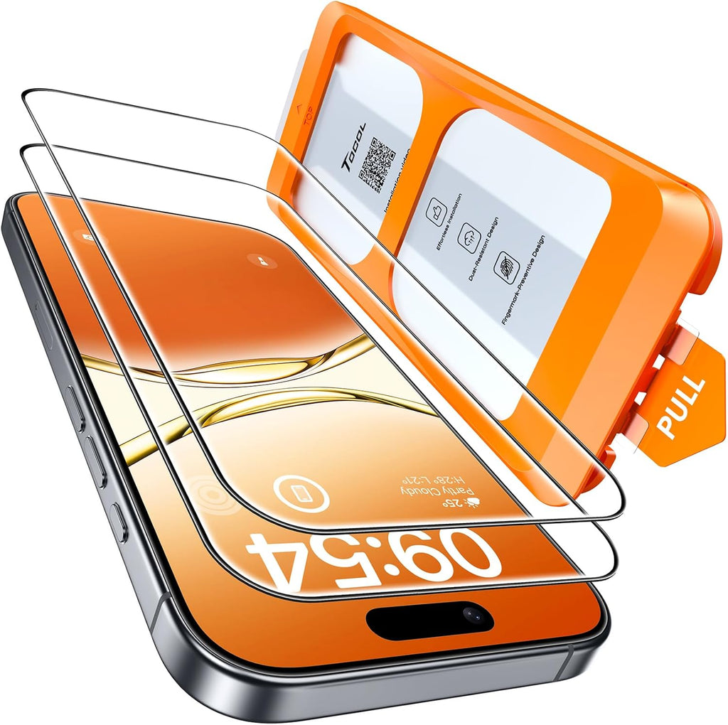TOCOL iPhone 17 Screen Protector - 9H Hardness Military Grade Shatterproof HD Glass | Full Coverage 2 Pack
