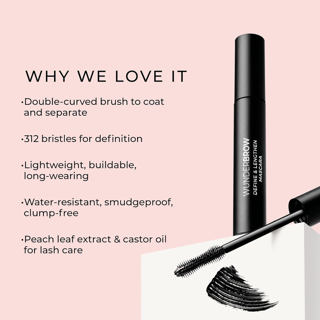 Wunderbrow Define & Lengthen Mascara - Long-Lasting, Water-Resistant, Vegan & Cruelty-Free