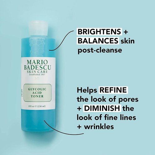Mario Badescu Glycolic Acid Toner - Alcohol-Free Exfoliating Facial Toner for Aging Skin | 8 oz