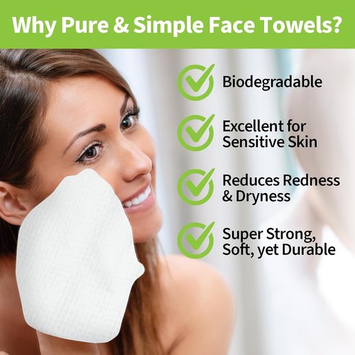 ForPro Disposable Face Towels - Ultra Soft Lint-Free Makeup Remover for Sensitive Skin | 50-Count Biodegradable Towelettes
