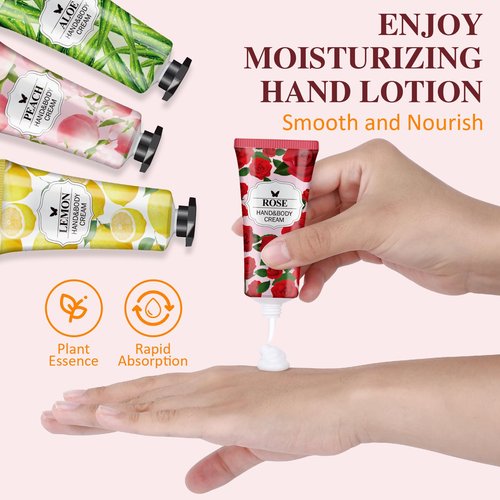 56 Pack Hand Cream Gifts Set, Easter Basket Stuffers, Bulk Hand Lotion Travel Size for Dry Cracked Hands, Mini Hand Lotion for Mothers Day Gifts, Bridal Shower Favors and Teacher Gifts for Women