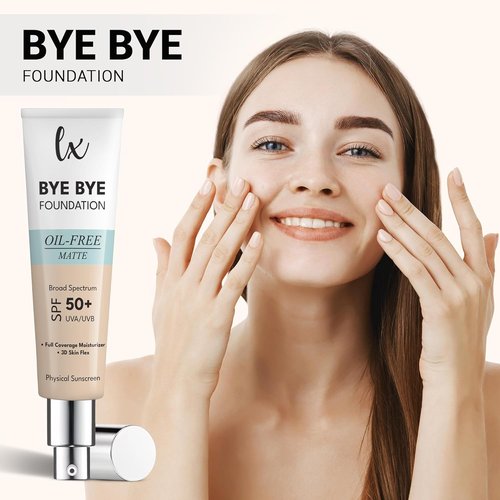 Lx Blend Bye Bye Foundation - Oil-Free Matte Coverage Moisturizer with SPF 50 | Medium 1 FL OZ
