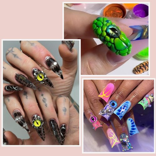 150Pcs Eye Nail Charms, Eyeball Charms for Nails, Dragon Eye Nail Charms, Animal Eyes Beads Decoration for Acrylic Nails, 3D Jewels Accessories for Nail Art Supply Manicure, Dolls, Halloween DIY Craft
