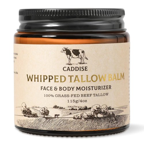 CADDISE Whipped Beef Tallow for Skin – 100% Grass-Fed Handmade Cream Moisturizer for Face & Body, Natural with Honey, Shea Butter, Jojoba Oil, Non-Greasy, Nourishing for Men, Women, Kids, 4 Oz
