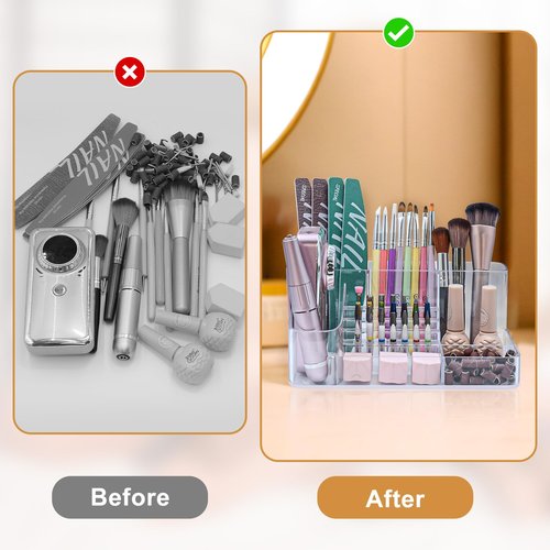 ANRUI Nail Drill Holder, 28 Holes Acrylic Nail Drill Bit Holder, Professional Nail Drill Organizer Case and Storage Box for Manicure Tools - Transparent (Not included Tools)